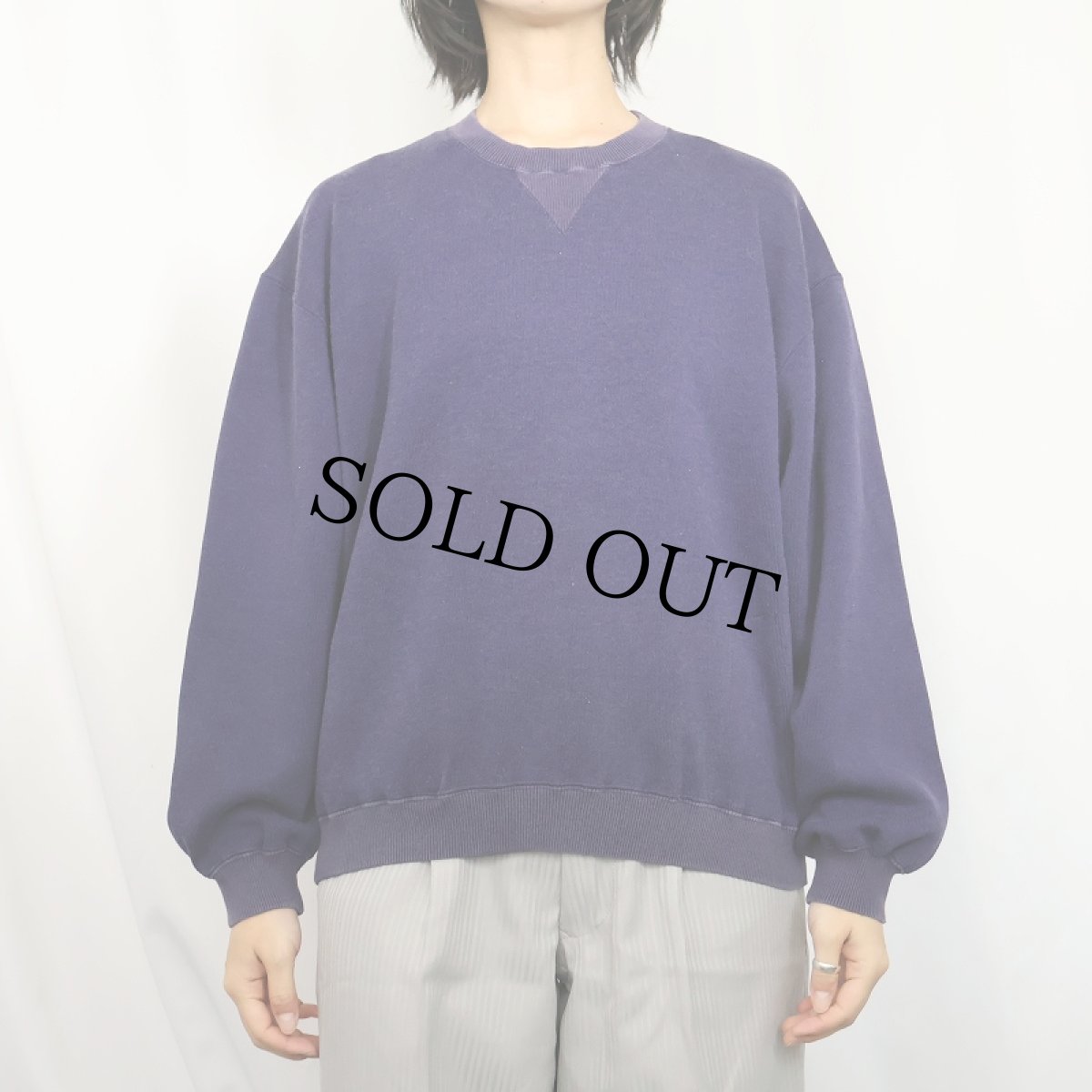 画像2: 70〜80's cacharel 前V ポリエステル×コットンスウェット NAVY XL (2)