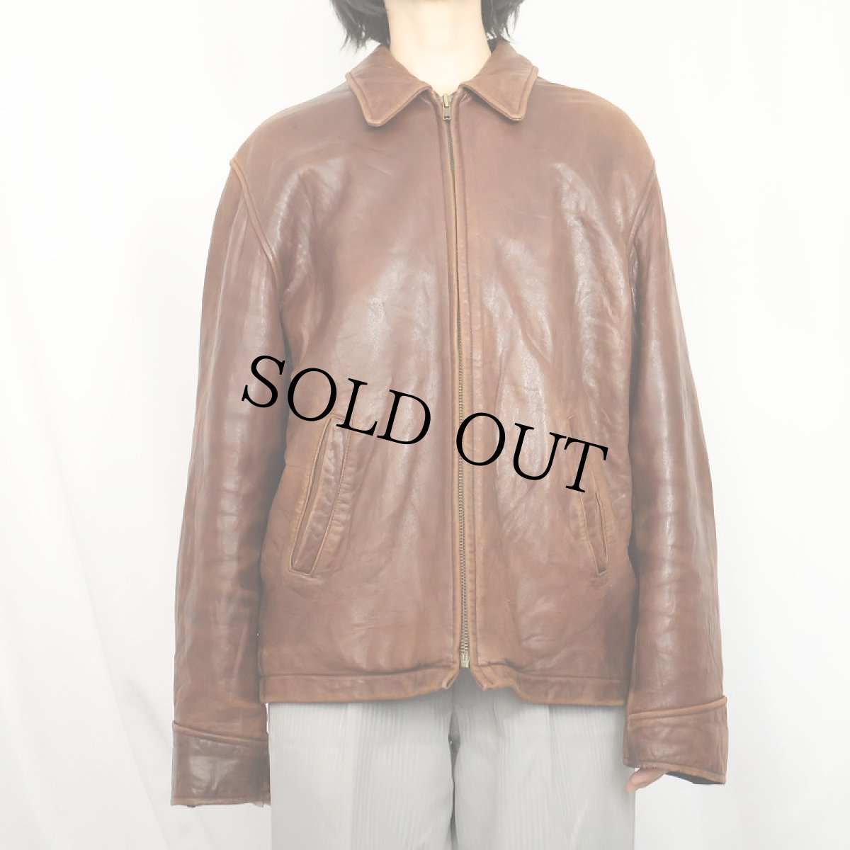 画像2: BANANA REPUBLIC レザージャケット M (2)