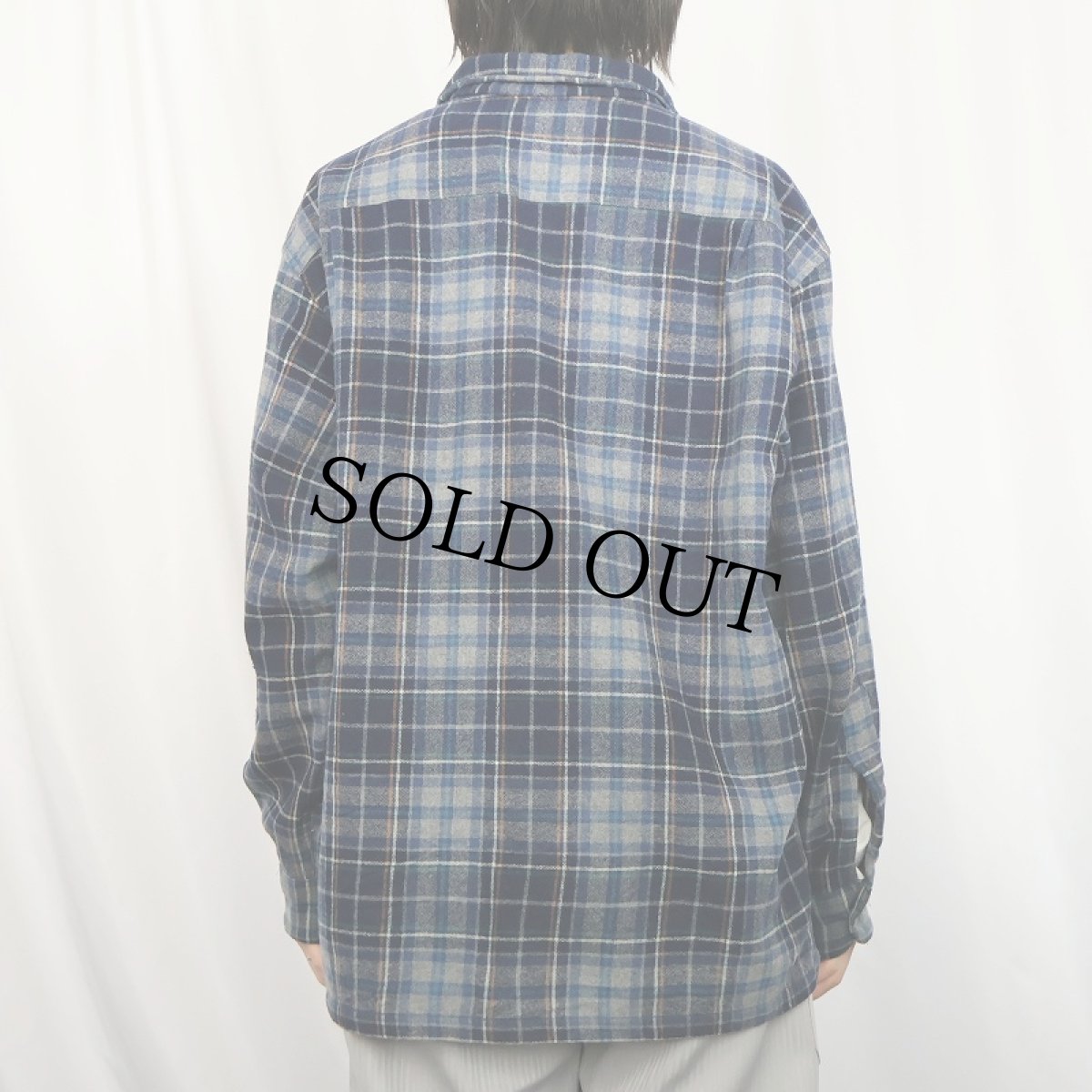 画像3: 90's PENDLETON チェック柄 ウールオープンカラーシャツ L (3)