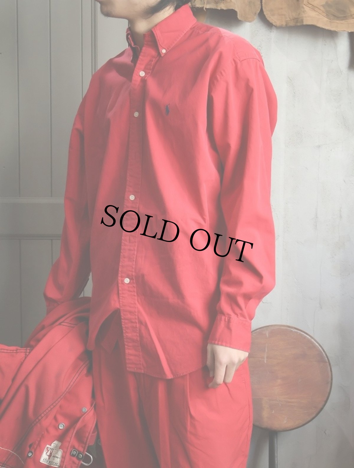 画像1: Ralph Lauren "BLAIRE" ロゴ刺繍 コットンボタンダウンシャツ S (1)