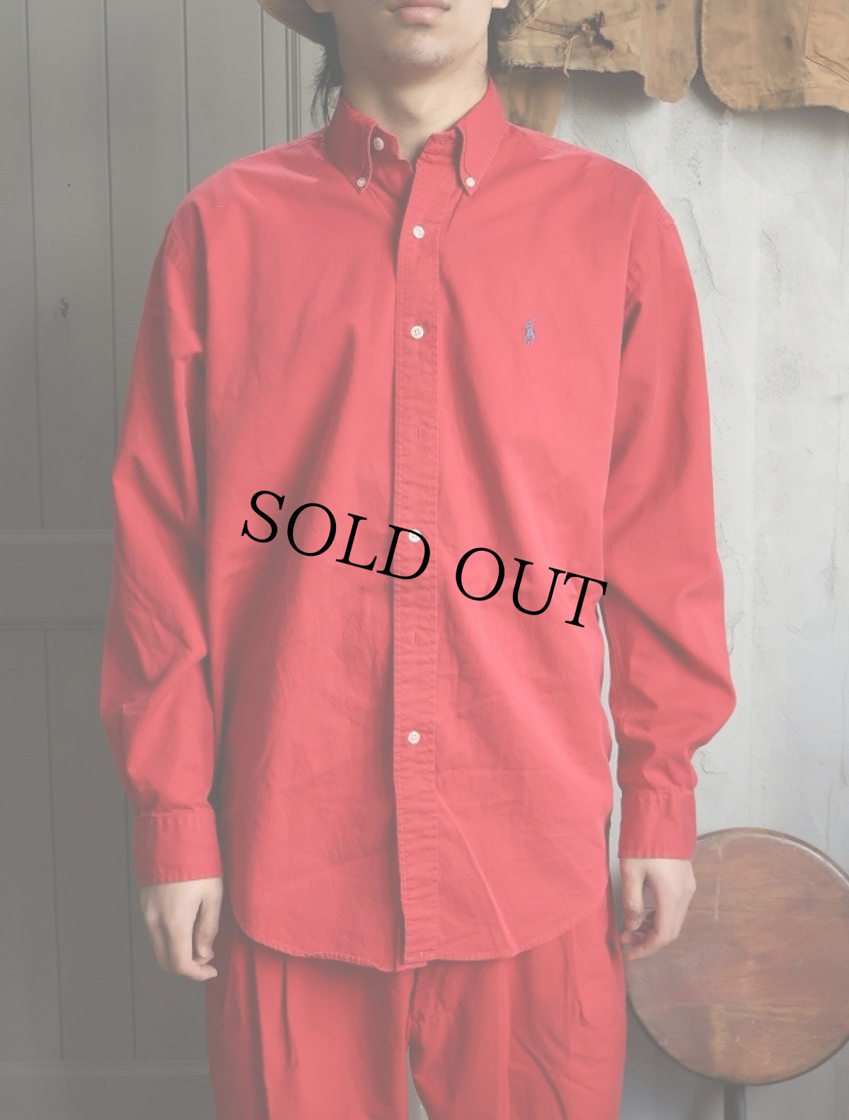 画像4: Ralph Lauren "BLAIRE" ロゴ刺繍 コットンボタンダウンシャツ S (4)