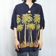 画像2: MAUI MAUI ヤシの木柄 レーヨンオープンカラーシャツ NAVY L (2)