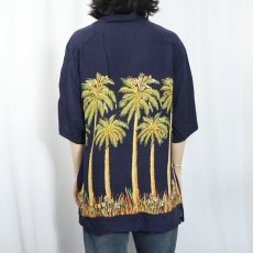 画像3: MAUI MAUI ヤシの木柄 レーヨンオープンカラーシャツ NAVY L (3)