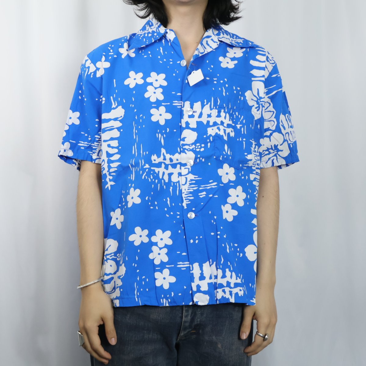 画像2: 70's Ui-Maikai HAWAII製 ハイビスカス柄 コットンハワイアンシャツ (2)