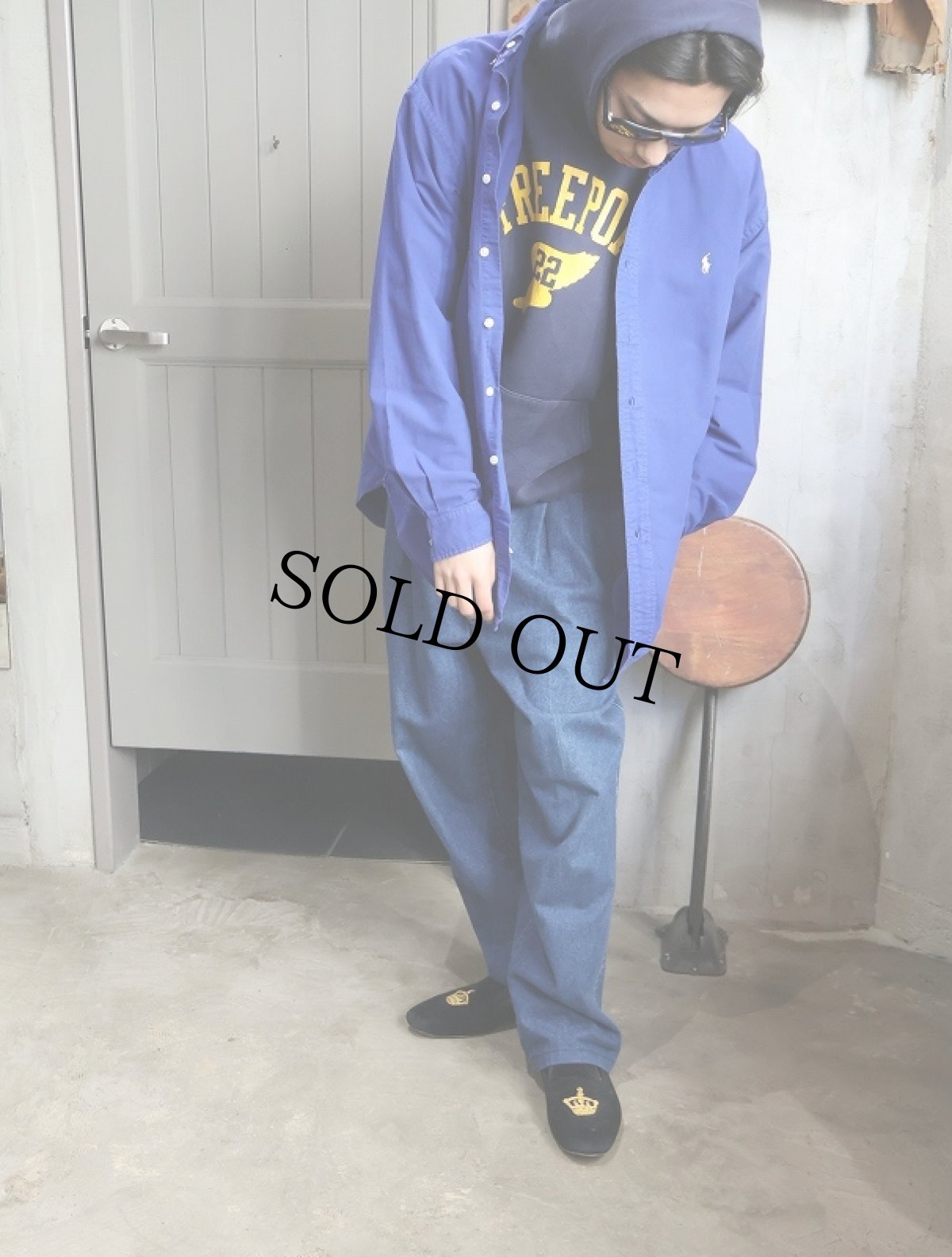 画像2: RUSSELL ATHLETIC "FREEPORT" ウイングフット プリントスウェットフーディー NAVY (2)