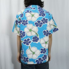 画像3: 60〜70's Evelyn Margolis ハイビスカス柄 コットンハワイアンシャツ (3)
