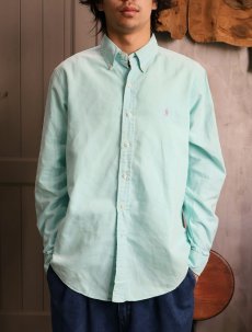 画像4: Ralph Lauren ロゴ刺繍 3点留め コットンボタンダウンシャツ L (4)