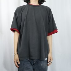 画像2: 90's SALEM SPORTSWEAR USA製 レイヤードデザイン 無地Tシャツ BLACK XL (2)