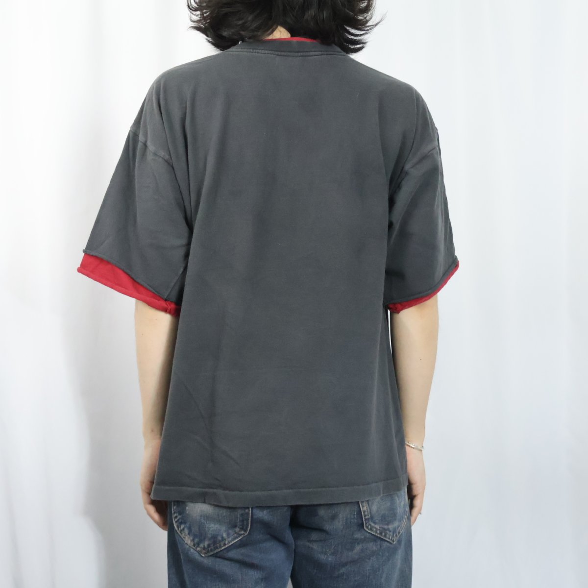 画像3: 90's SALEM SPORTSWEAR USA製 レイヤードデザイン 無地Tシャツ BLACK XL (3)