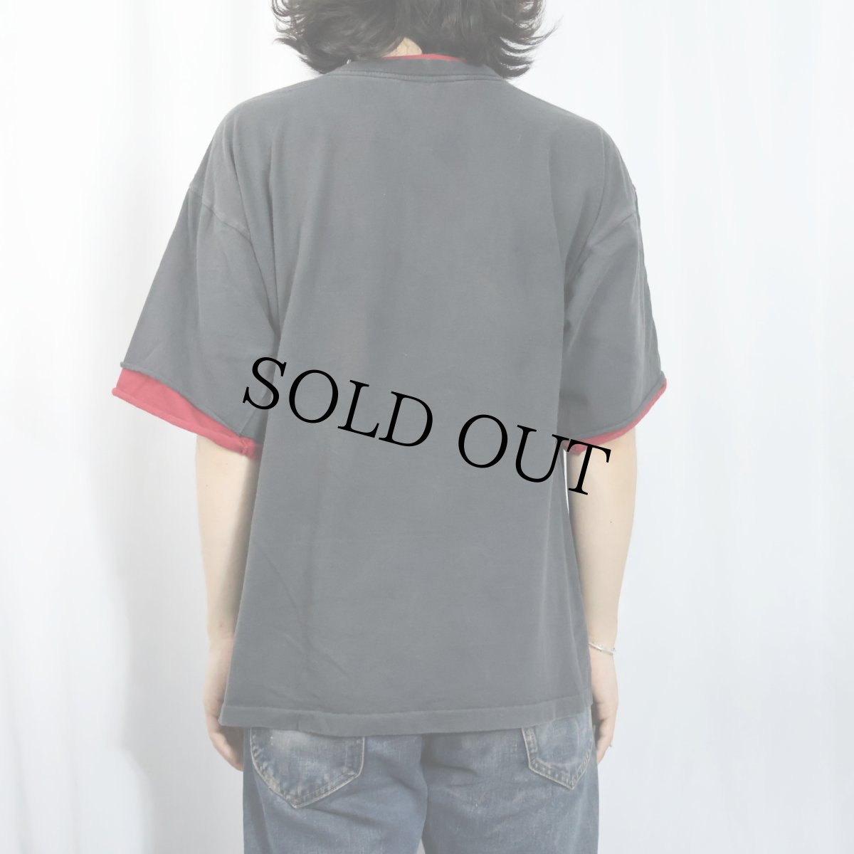 画像3: 90's SALEM SPORTSWEAR USA製 レイヤードデザイン 無地Tシャツ BLACK XL (3)
