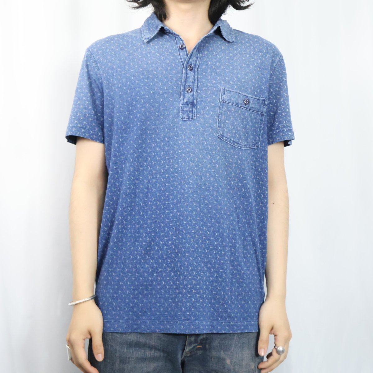 画像2: POLO Ralph Lauren 総柄 マチ付き ポロシャツ M (2)