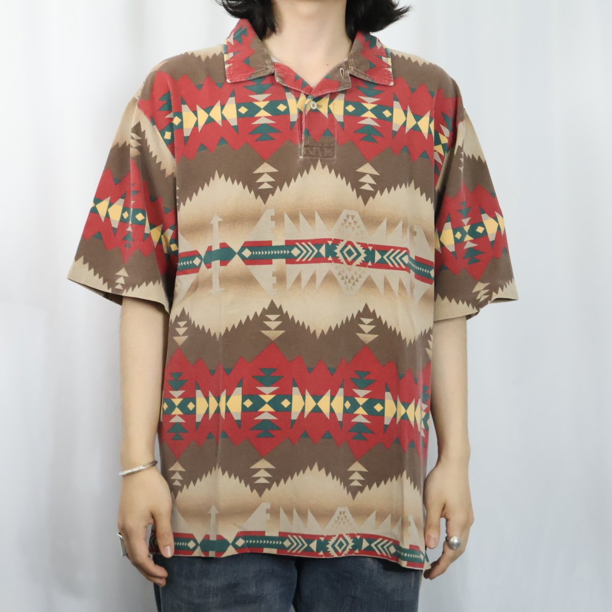 画像2: POLO Ralph Lauren ネイティブ柄 ポロシャツ XL (2)
