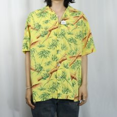 画像2: 90's POLO SPORT Ralph Lauren バンブー柄 "Hualalai" 袖刺繍 コットンオープンカラーシャツ M (2)