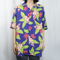 画像2: POLO Ralph Lauren "CALDWELL" 花柄 レーヨンオープンカラーシャツ S (2)