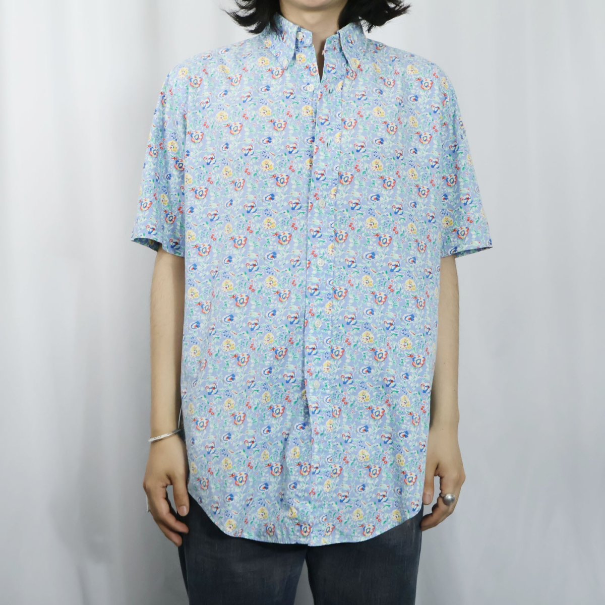 画像2: Ralph Lauren "CLASSIC FIT" 花柄 コットンボタンダウンシャツ S (2)