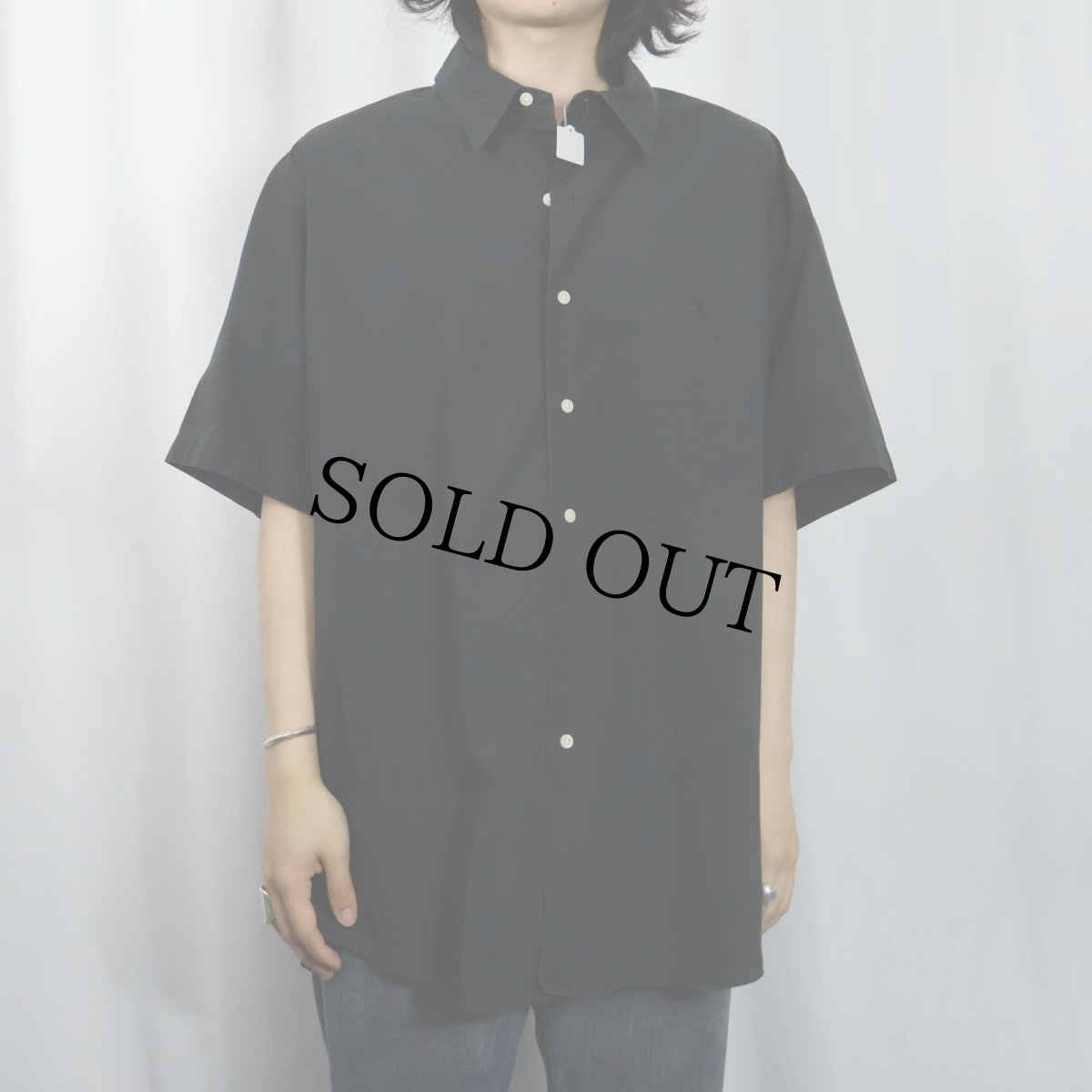 画像2: POLO Ralph Lauren ロゴ刺繍 コットンシャツ BLACK XXL (2)