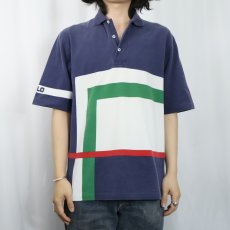 画像2: POLO Ralph Lauren 切り替えデザイン ポロシャツ NAVY S (2)