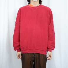 画像2: 90's LANDS' END USA製 前V 無地鹿の子スウェット L (2)