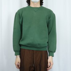画像2: 90's RUSSELL ATHLETIC USA製 前V 無地スウェット GREEN M  (2)