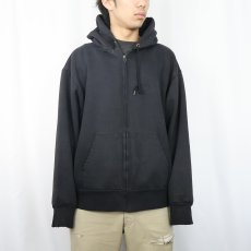 画像2: 90's CAMBER USA製 裏サーマル スウェットジップパーカー BLACK 2XL (2)