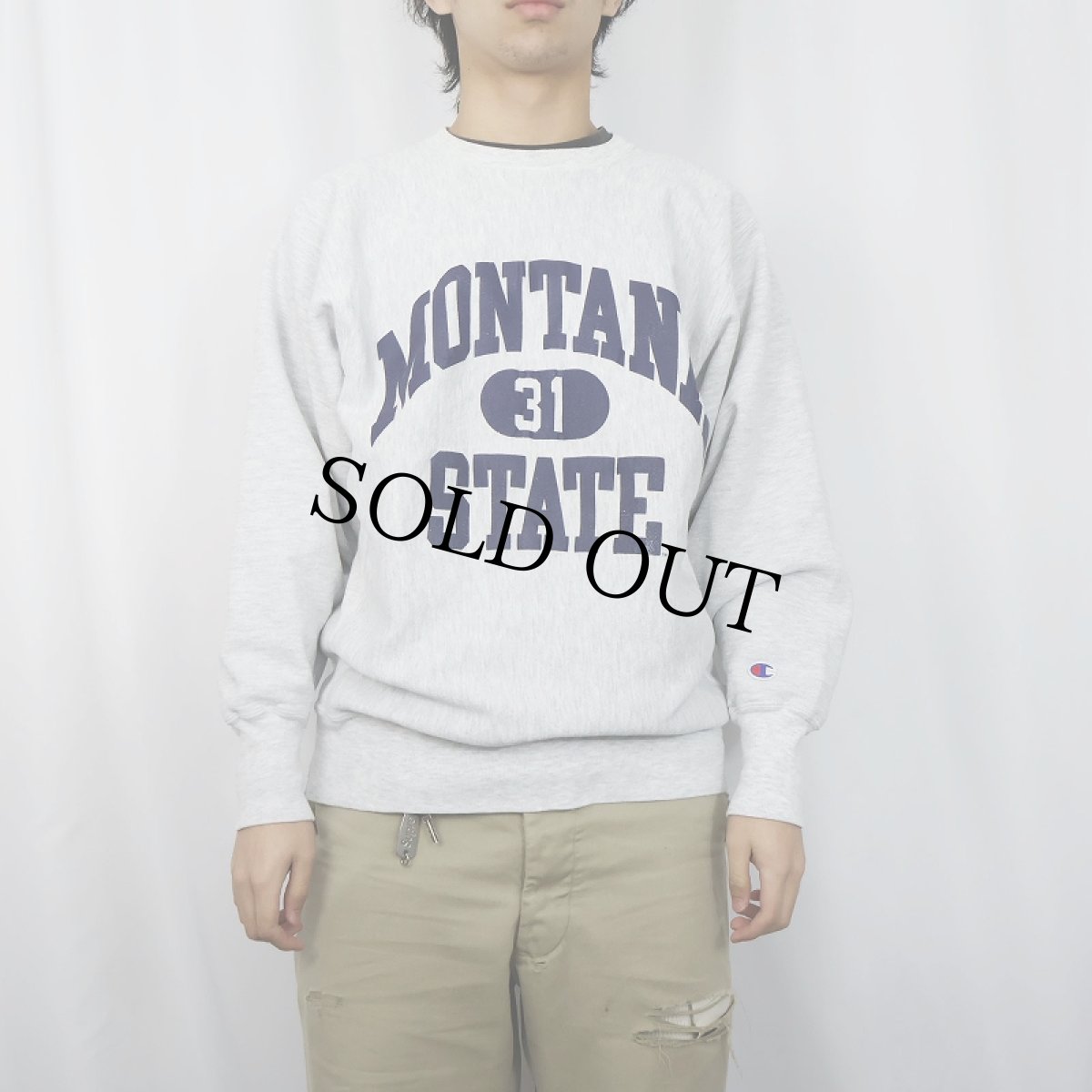 画像2: 90's Champion REVERSE WEAVE "MONTANA STATE" プリントスウェット XL (2)