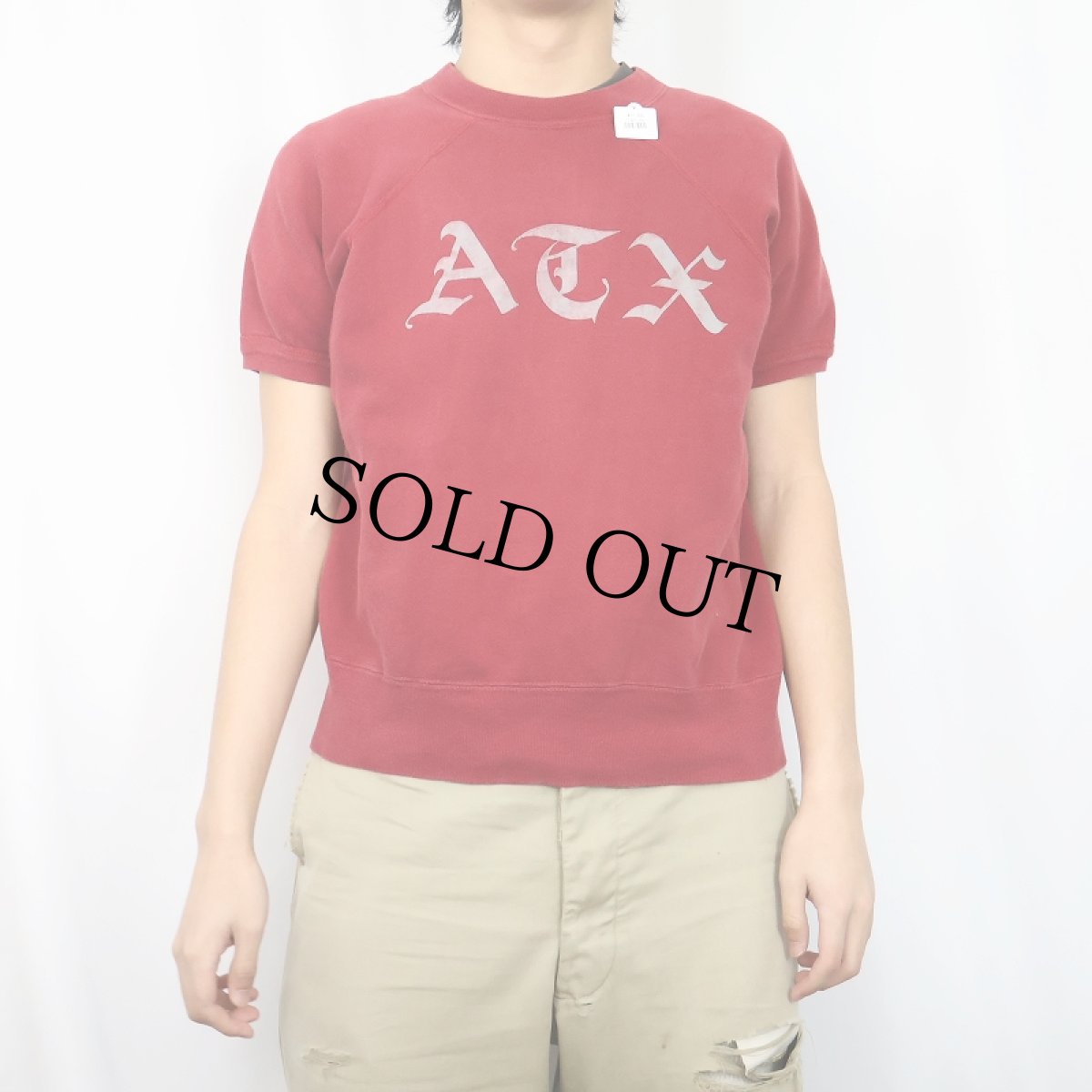 画像2: 60's ARTEX "ATX" フロッキープリント半袖スウェット L (2)