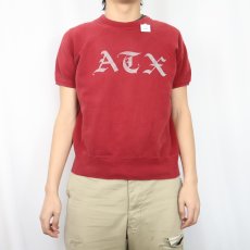 画像2: 60's ARTEX "ATX" フロッキープリント半袖スウェット L (2)