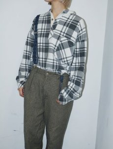 画像1: 90's GAP チェック柄 バンドカラーヘビーネルシャツ M (1)