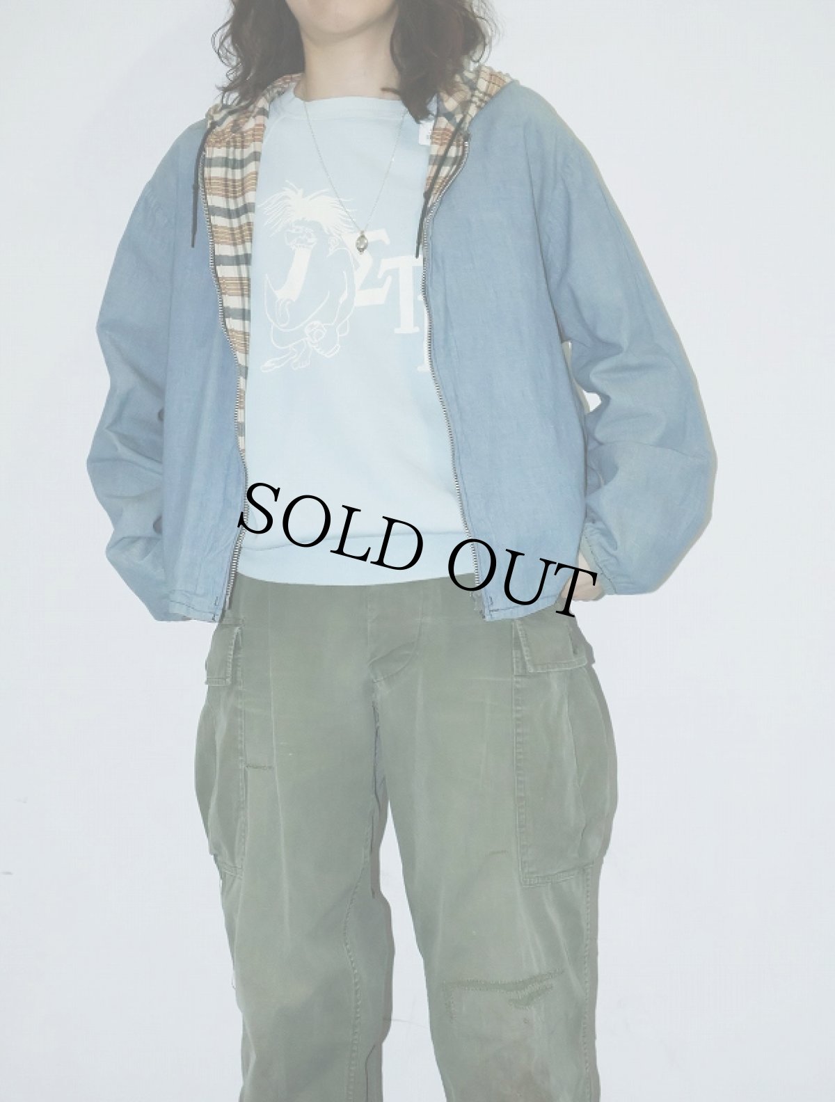 画像1: 50〜60's チェック柄 リバーシブルジップパーカー  (1)