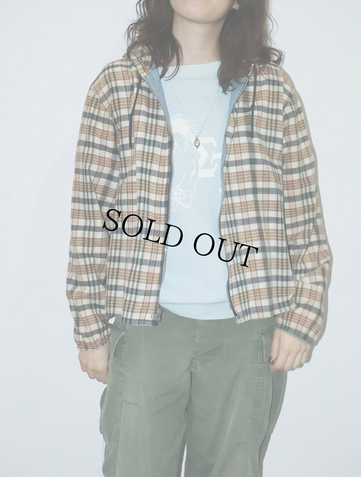 画像2: 50〜60's チェック柄 リバーシブルジップパーカー  (2)