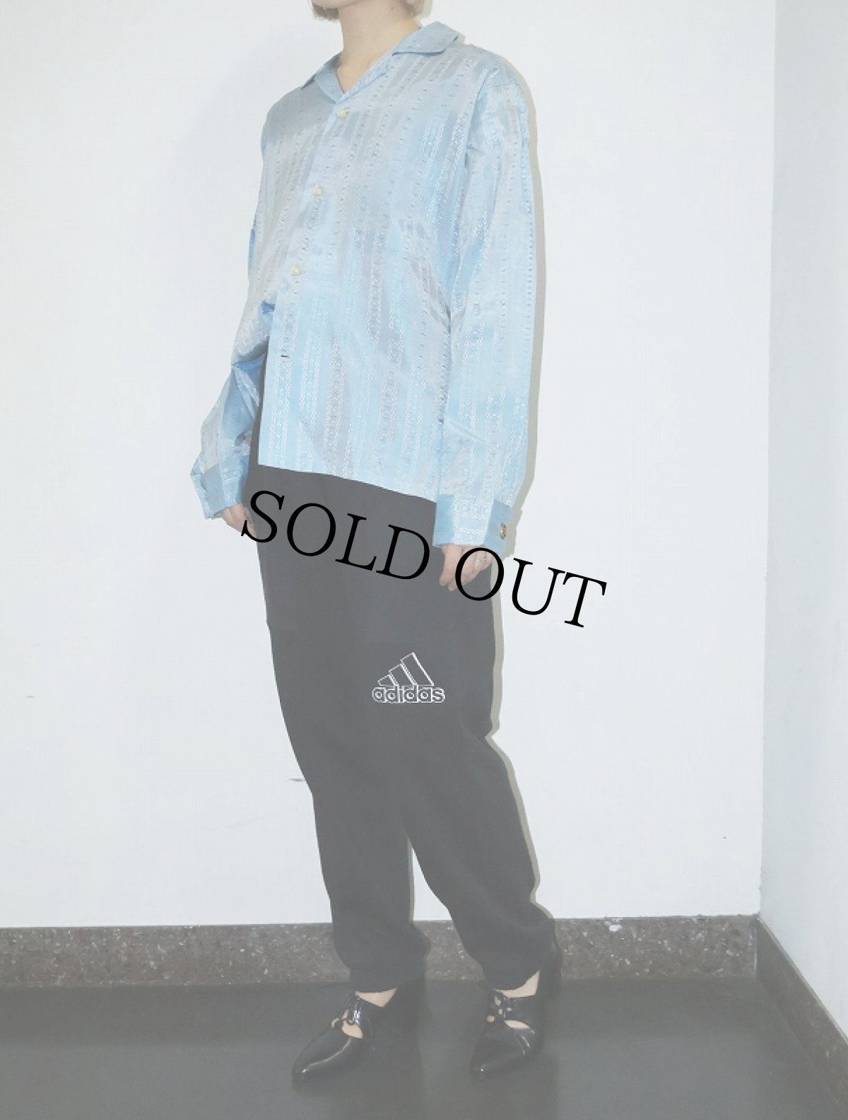 画像3: 【SALE】 adidas ロゴ刺繍 フリース切り替え スウェットパンツ BLACK L (3)