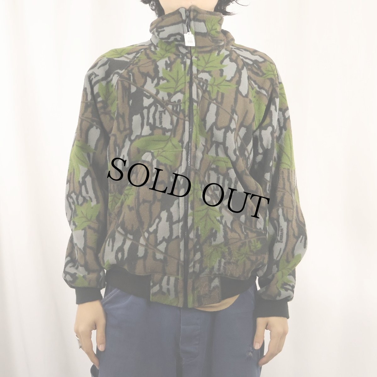 画像2: 80's SAFTBAK USA製 トレバークカモ×リアルツリーカモ柄 フリースジャケット L (2)