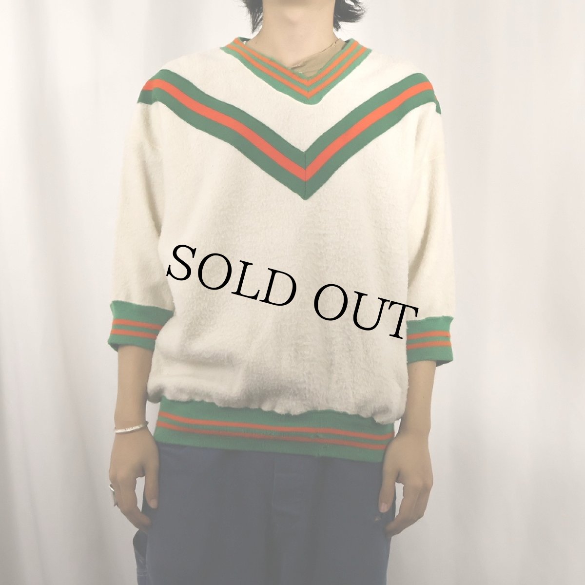 画像3: 50's Russell Southern USA製 "EAU CLAIRE" Vネック フリースプルオーバー L (3)