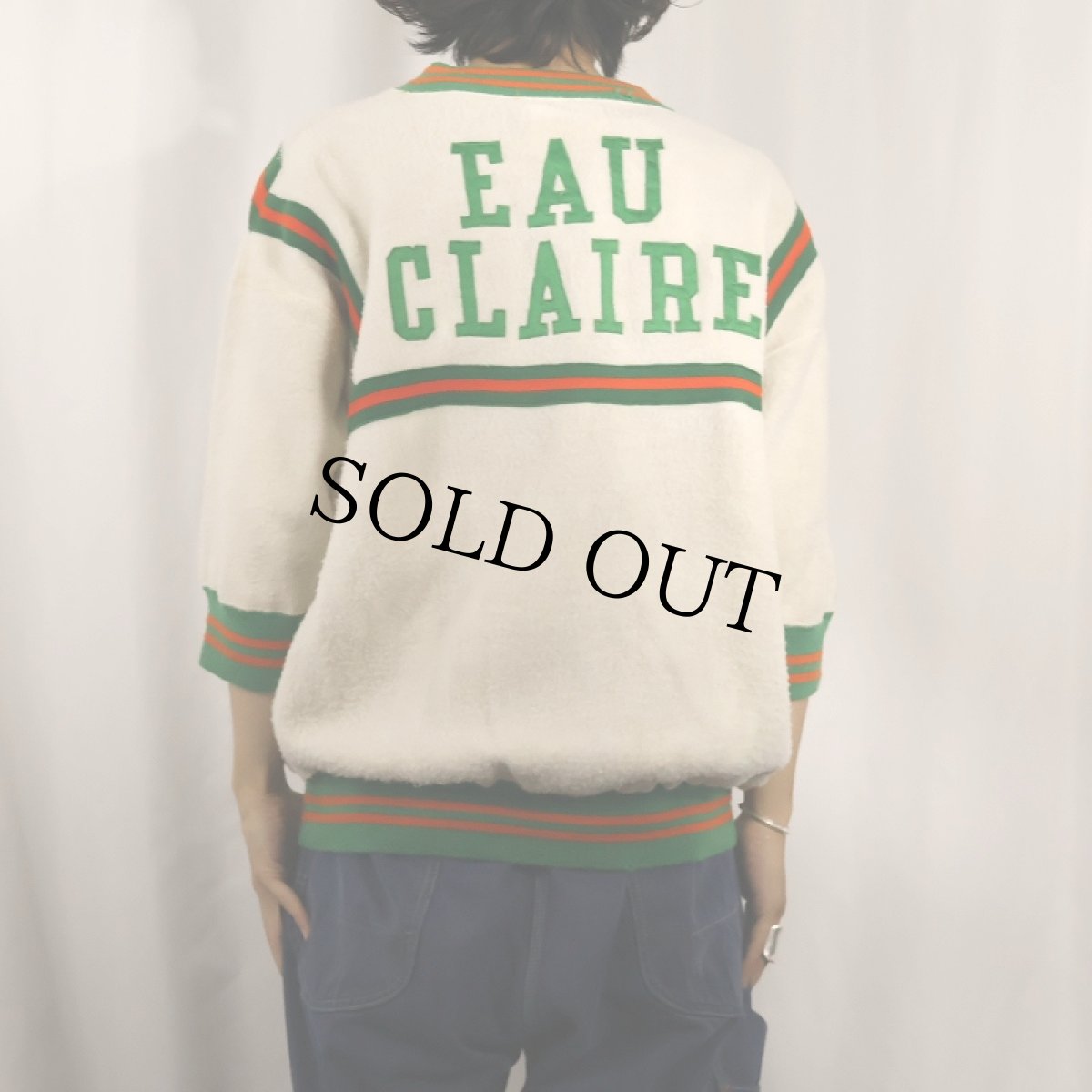 画像4: 50's Russell Southern USA製 "EAU CLAIRE" Vネック フリースプルオーバー L (4)