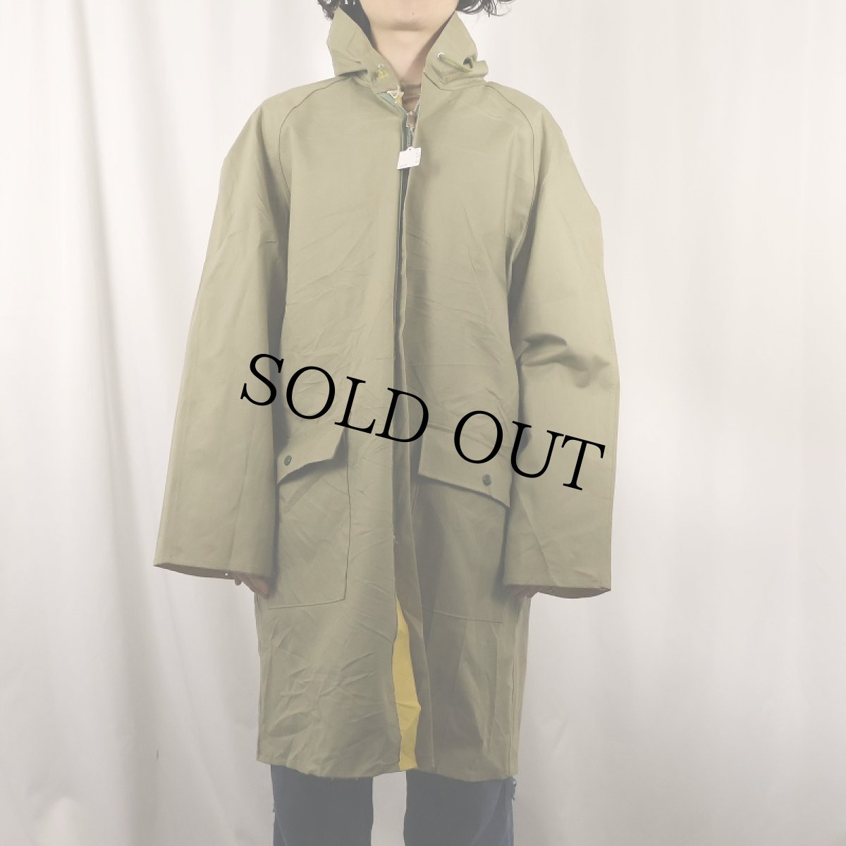 画像3: GALLIANO リバーシブル ゴム引き×ラバー レインコート XL (3)