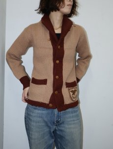 画像2: 50〜60's IDEAL-KNIT CANADA製 ワッペン付き カウチンニットカーディガン YOUTH SIZE (2)