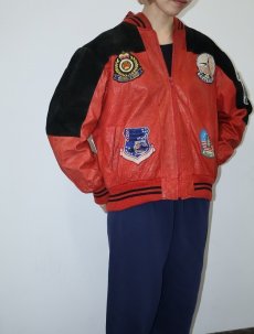 画像1: 80's WORLD OF TROOP パッチ付き 切り替えデザイン レザースタジャン S (1)