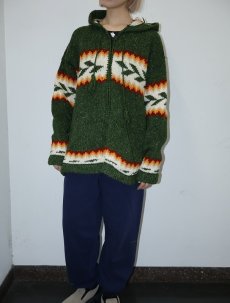 画像2: 90〜2000's EARTH RAGZ 総柄 ウールニットパーカー XL (2)