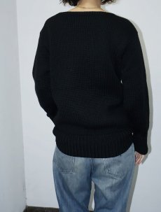 画像2: 40〜50's ウールニットセーター BLACK (2)