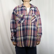 画像2: 90's FIVE BROTHER USA製 チェック柄 キルティングライナー ヘビーネルシャツXL (2)