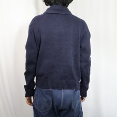 画像3: POLO Ralph Lauren "PIMA COTTON" ショールカラー コットンニットセーター NAVY L (3)