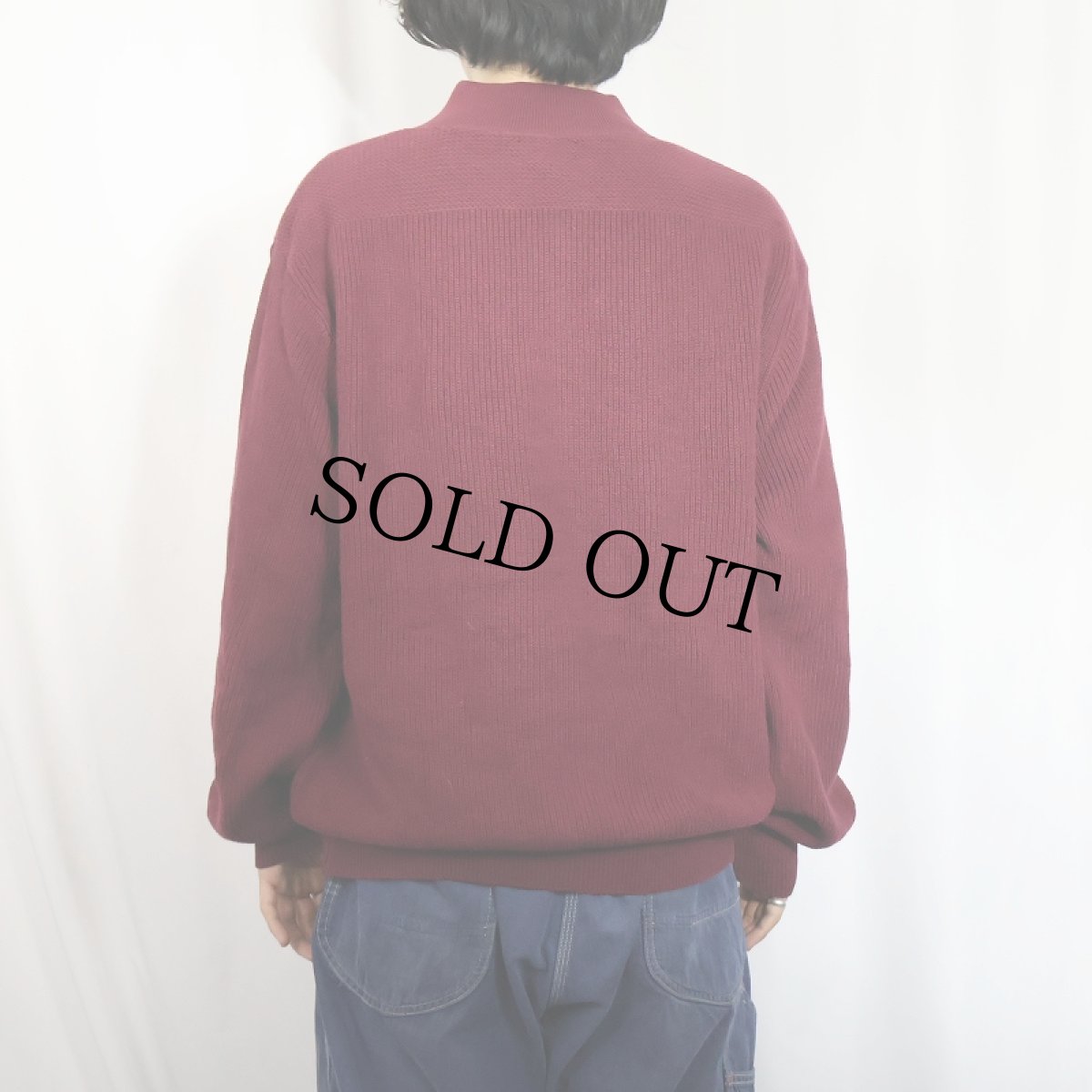 画像3: 90's LANDS' END USA製 ヘンリーネック コットンニットセーター L  (3)