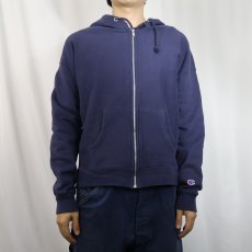 画像2: Champion REVERSE WEAVE 無地 スウェットジップパーカー NAVY L (2)