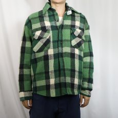 画像2: 70's Fashion Sportswear チェック柄 CPOシャツジャケット L (2)