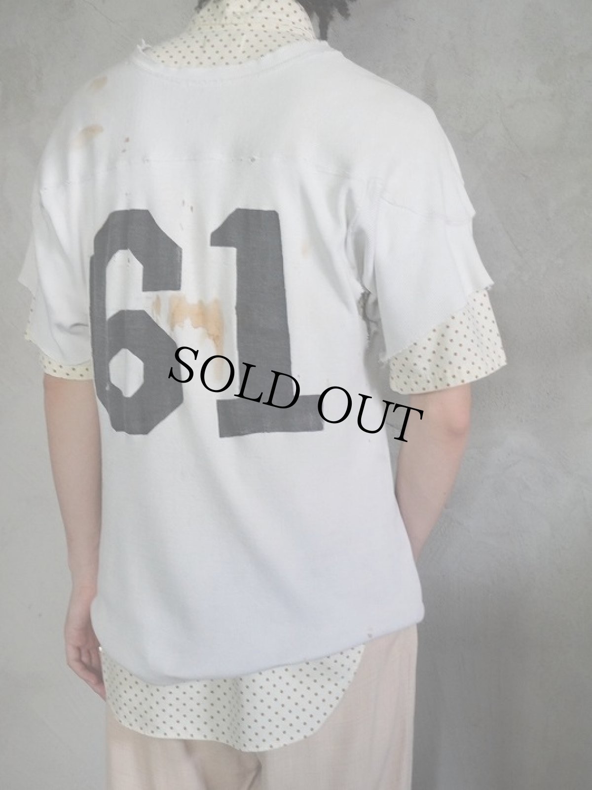 画像1: 40〜50's カットオフスリーブ コットンフットボールTシャツ (1)