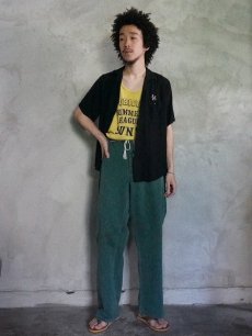 画像2: 50's King Louie チェーン刺繍 レーヨンオープンカラーシャツ BLACK M (2)