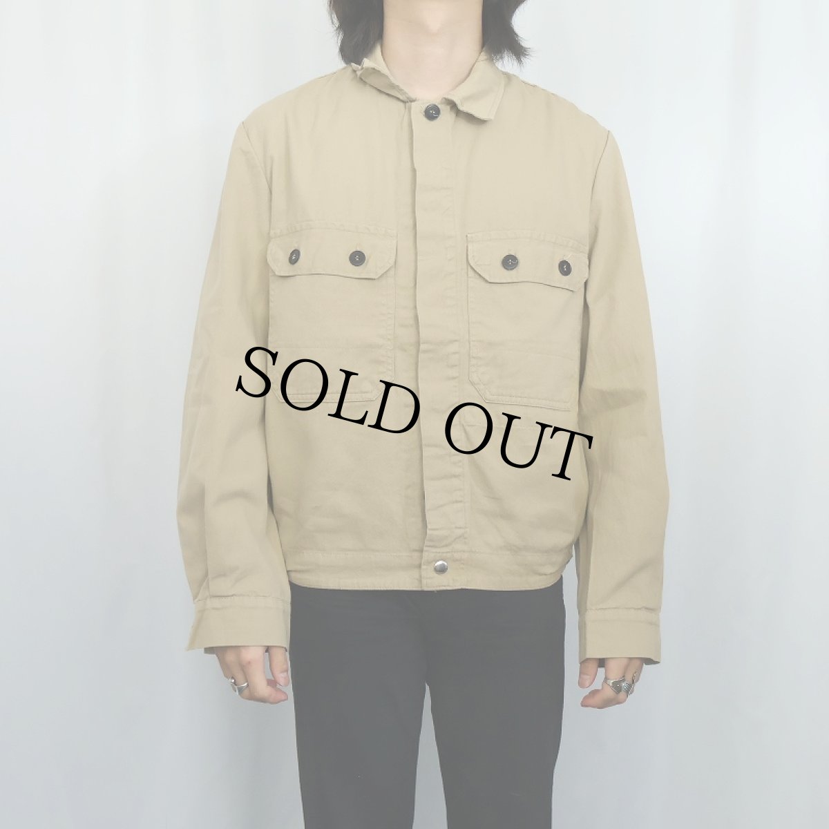 画像2: UNKNOWN コットンワークシャツジャケット SIZE48 (2)