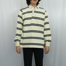 画像2: 80〜90's Brooks Brothers ボーダー柄 コットンラガーシャツ M (2)