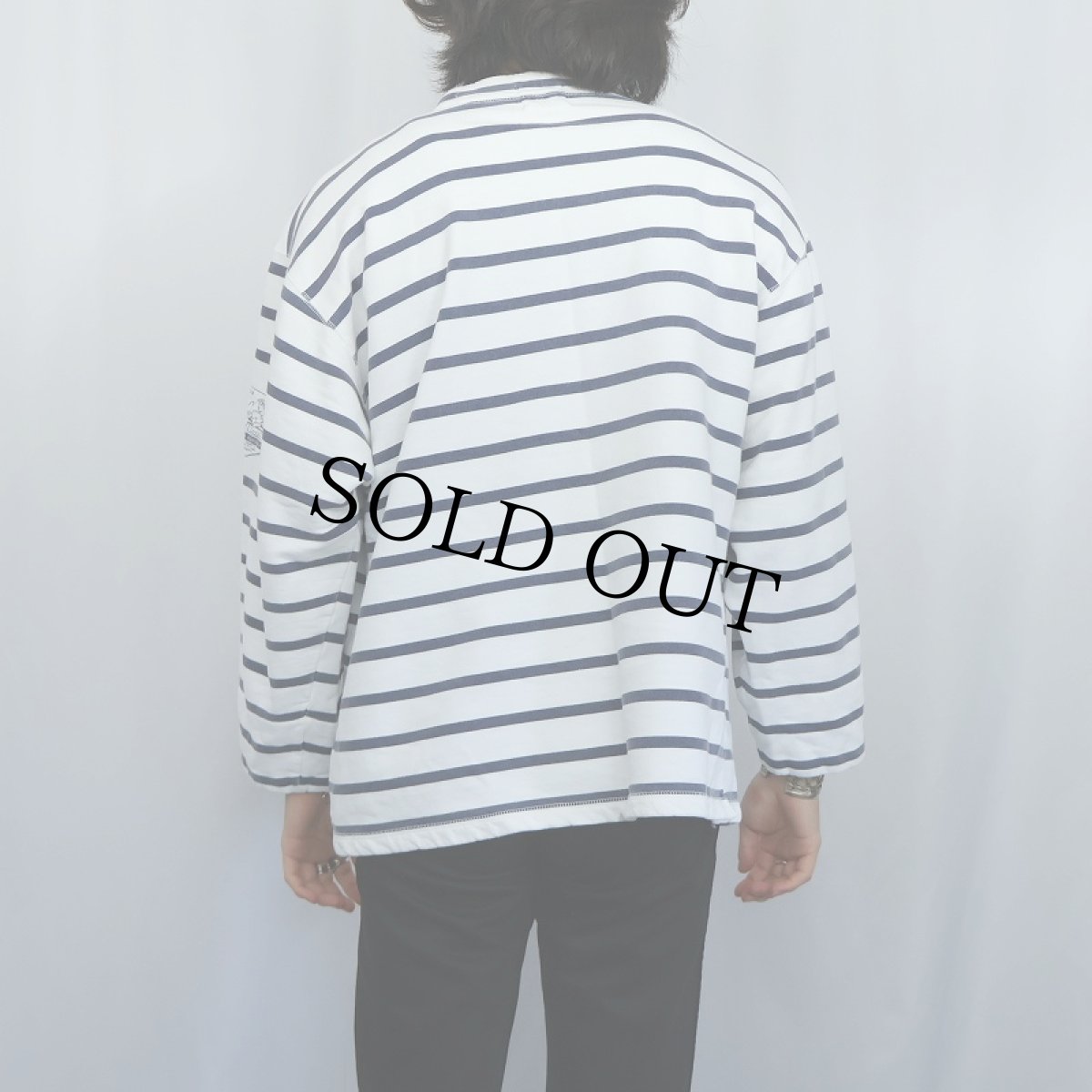 画像3: 90's GAP ボーダー柄 モックネックコットンロンT M (3)