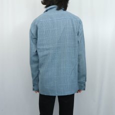 画像3: 60〜70's DAVINCI 千鳥格子柄 ポリエステル×レーヨン オープンカラーシャツ L (3)